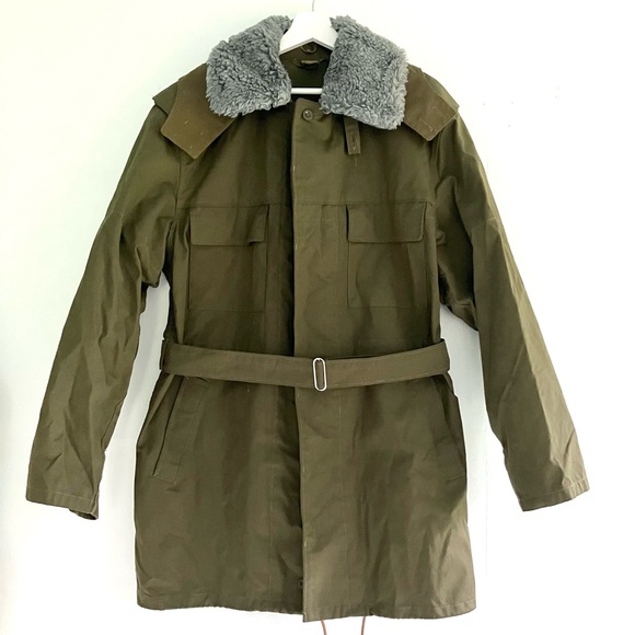 Vintage army olive green canvas military lined field jacket coat